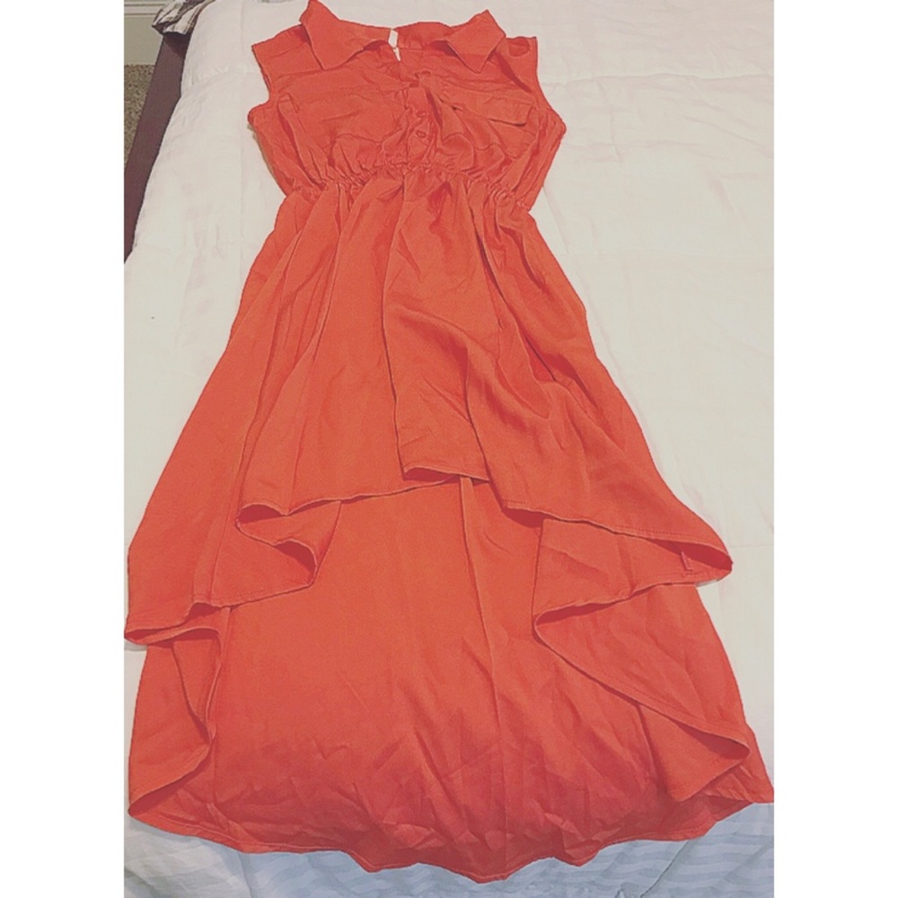 Brand New | Small Hi-Low Orange Collar Dress